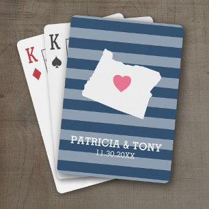 Oregon Map Home State Love with Optional Heart Playing Cards