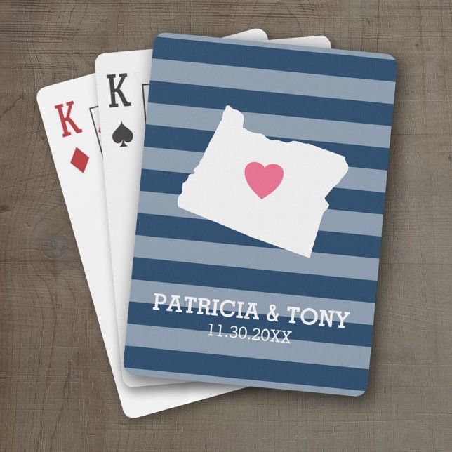 Oregon Map Home State Love with Optional Heart Playing Cards (Personalized Playing Cards with a State Map, Movable Heart and Name)