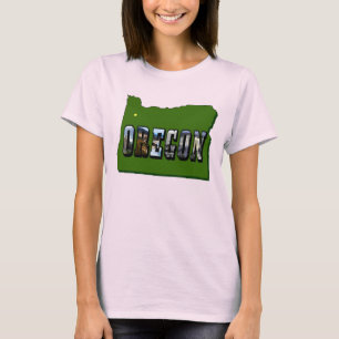 Oregon Map Outline and Picture Text T-Shirt