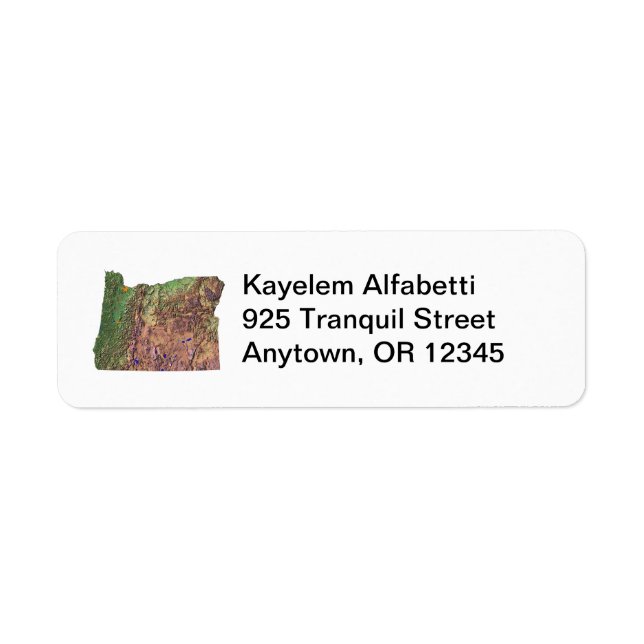 Oregon Map Return Address Label (Front)