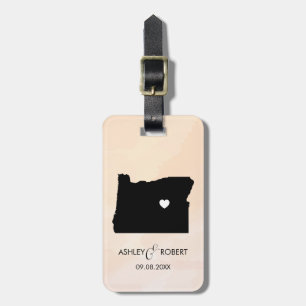 Oregon Map Wedding Luggage Tag, Custom Gift Luggage Tag