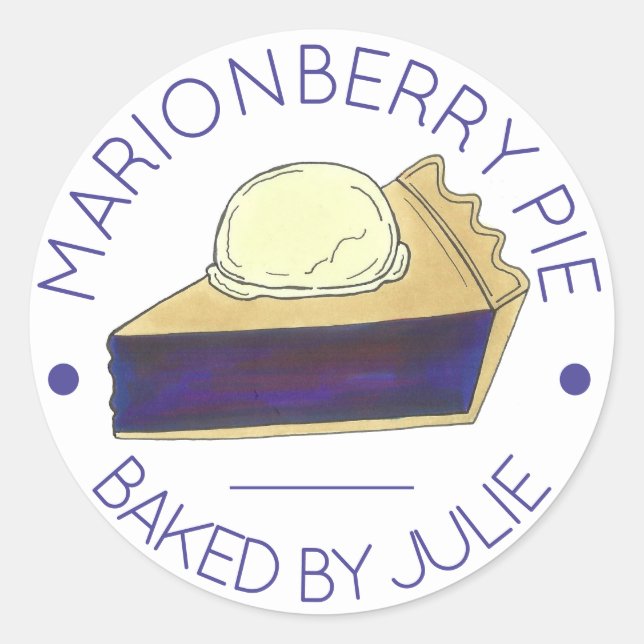 Oregon Marionberry Pie Slice Baked By Homemade Classic Round Sticker (Front)