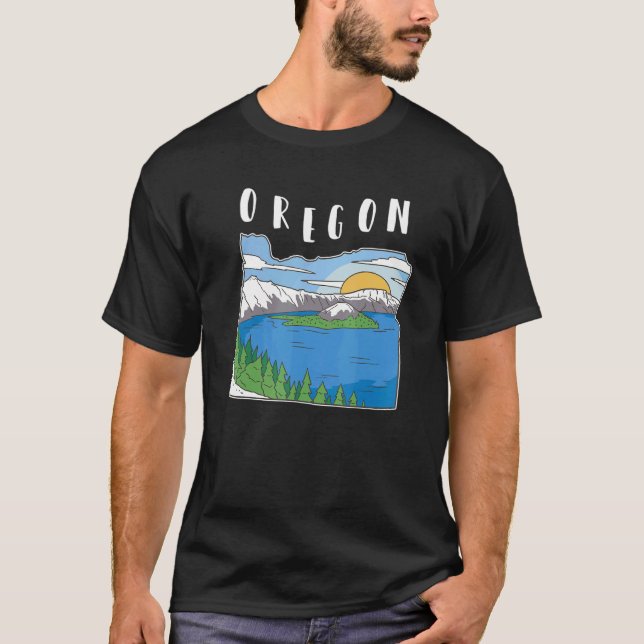 Oregon Mountain Nature Landscape T-Shirt (Front)