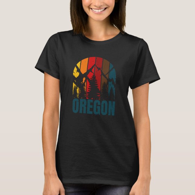 Oregon Mountains Retro Vintage T-Shirt (Front)