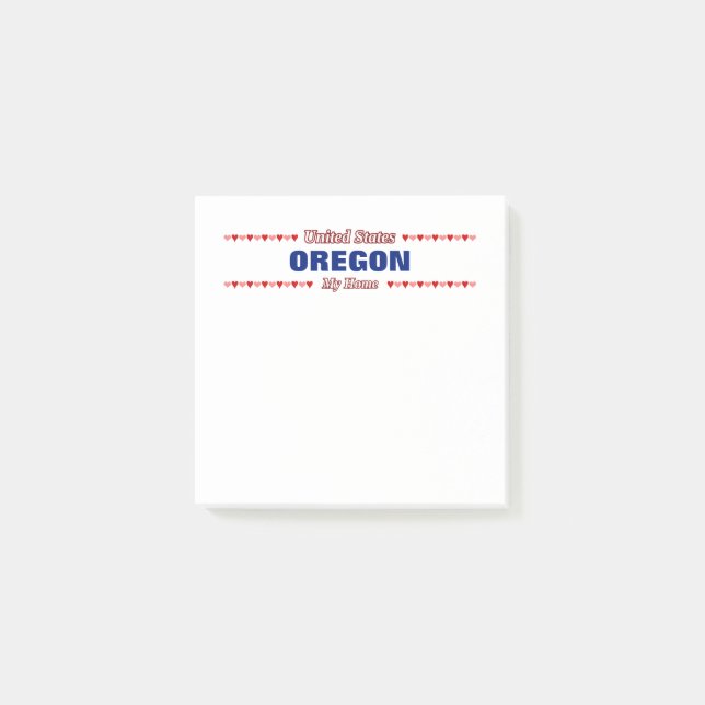 OREGON - My Home - United States; Hearts Post-it Notes (Front)