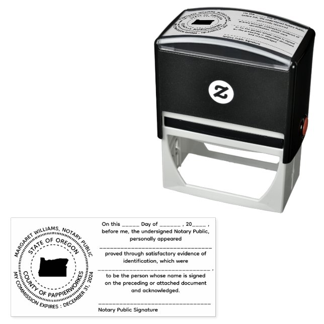Oregon Notary Public Acknowledgement Stamp (In Situ)