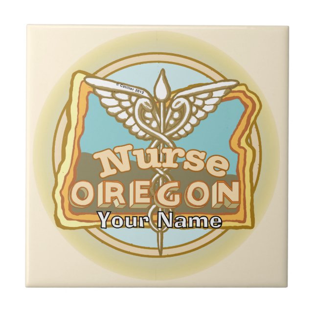 Oregon Nurse Caduceus Tile (Front)