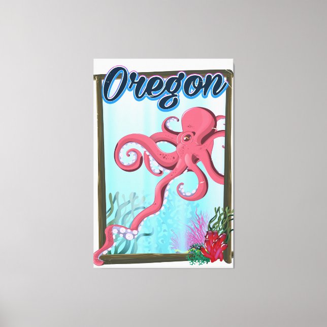 Oregon Octopus travel poster. Canvas Print (Front)