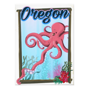 Oregon Octopus travel poster. Photo Print