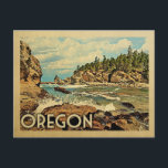 Oregon Postcard Beach Cliffs Vintage Travel<br><div class="desc">Oregon design in Vintage Travel style featuring a coastal scene with the Pacific ocean and scenic rocky shore of Oregon. Thanks to Barbara Eckstein's photo as base: http://bit.ly/1tRrSS6</div>