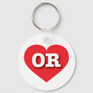 Oregon Red Heart - I love OR Key Ring
