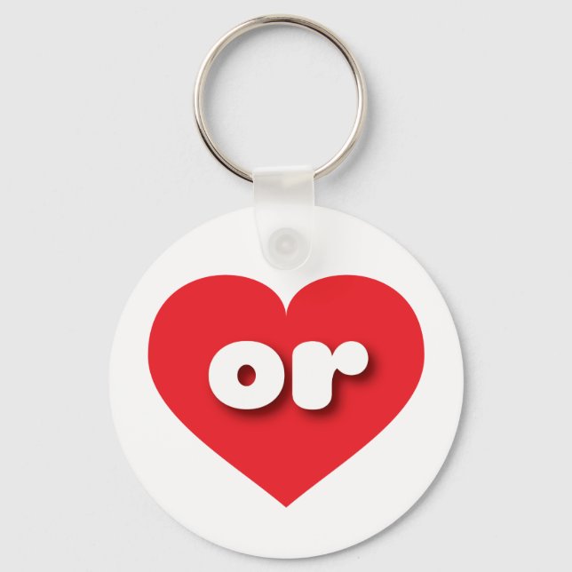 Oregon red heart - I love or Key Ring (Front)