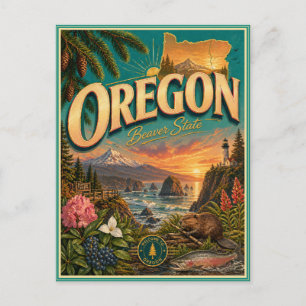 Oregon Retro Travel Souvenir Postcard
