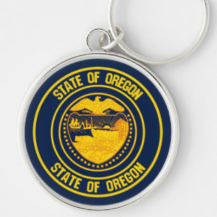 Oregon Round Emblem Key Ring