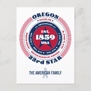 Oregon, Salem, OR, Patriotic, Monogram Postcard