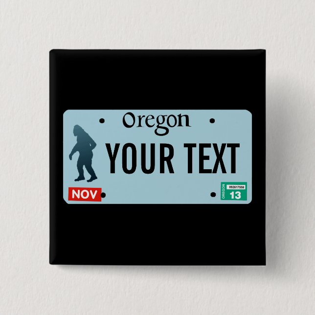 Oregon Sasquatch License Plate 15 Cm Square Badge (Front)