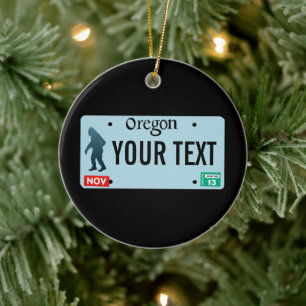Oregon Sasquatch License Plate Ceramic Tree Decoration