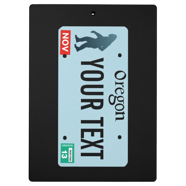 Oregon Sasquatch License Plate Clipboard (Back)