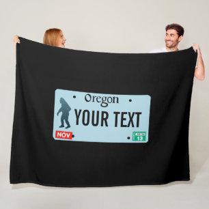 Oregon Sasquatch License Plate Fleece Blanket