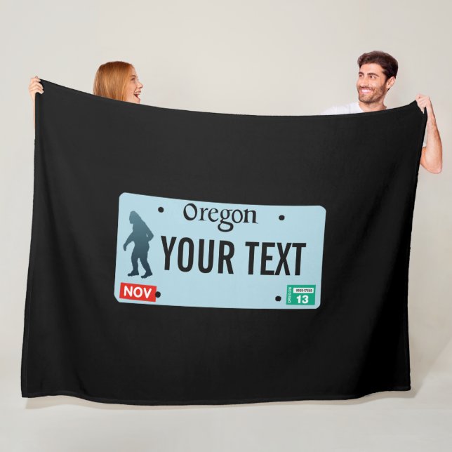 Oregon Sasquatch License Plate Fleece Blanket (In Situ)