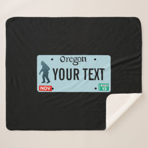 Oregon Sasquatch License Plate Sherpa Blanket