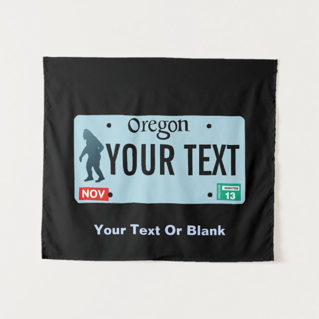 Oregon Sasquatch License Plate Tapestry (Front (Horizontal))