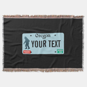 Oregon Sasquatch License Plate Throw Blanket