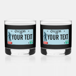 Oregon Sasquatch License Plate Whiskey Glass