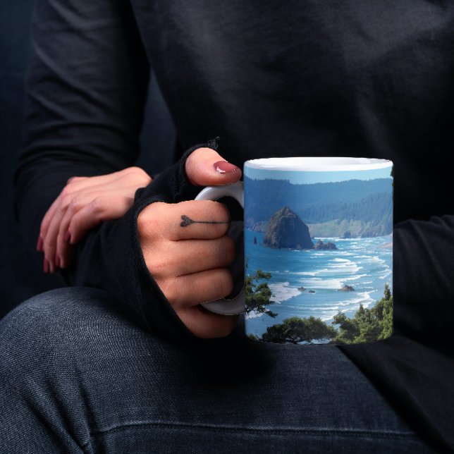 Oregon Seascape Photo Coffee Mug (In Situ Held)