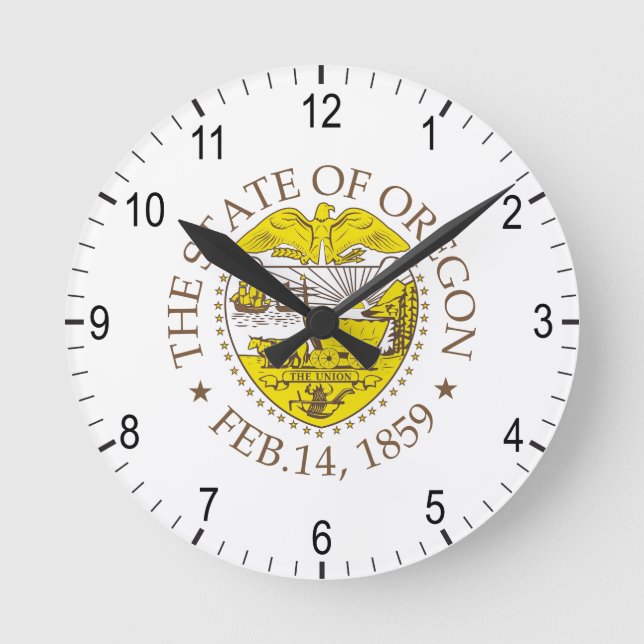 Oregon sign round clock (Front)