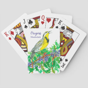Oregon Souvenir Meadowlark Bird Grapes Playing Cards