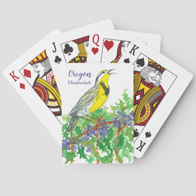 Oregon Souvenir Meadowlark Bird Grapes Playing Cards (Back)