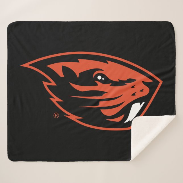Oregon State Beavers | Beaver Head Sherpa Blanket (Front (Horizontal))