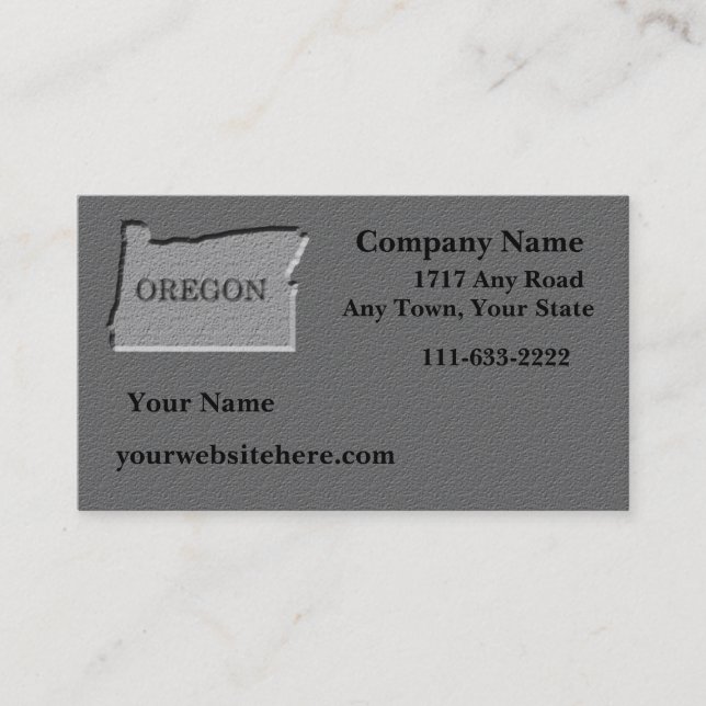 Oregon State Business card  carved stone look (Front)