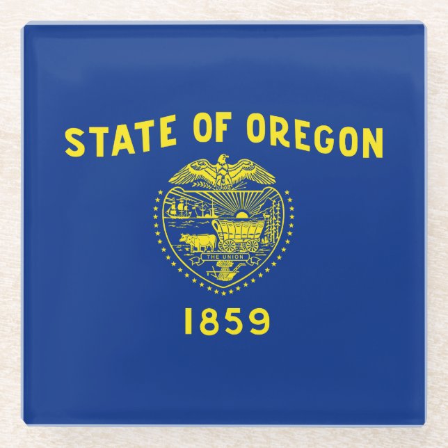 Oregon State Flag Glass Coaster (Front)
