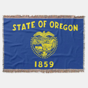 Oregon State Flag Print Patriotic Throw Blanket