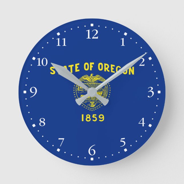 Oregon State Flag Round Clock (Front)