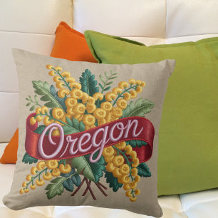 Oregon State Flowers Emblem Cushion
