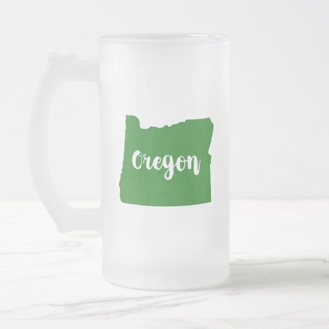 Oregon State Green Frosted Glass Beer Mug (Left)