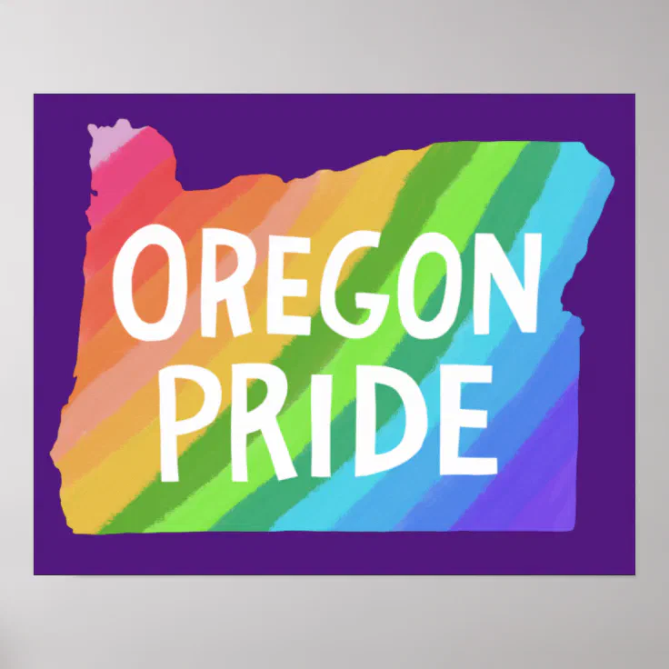 Oregon State Illustrated Map Pride Rainbow Poster Zazzle