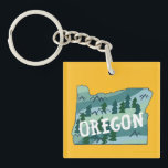 Oregon State Map Illustration Key Ring<br><div class="desc">Check out this fun Oregon State map illustration and be sure to also look in my shop for more matching items like mugs,  tshirts,  hats and more!</div>