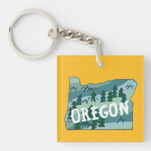 Oregon State Map Illustration Key Ring