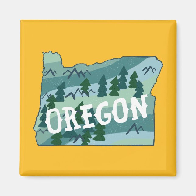 Oregon State Map Illustration Magnet (Front)