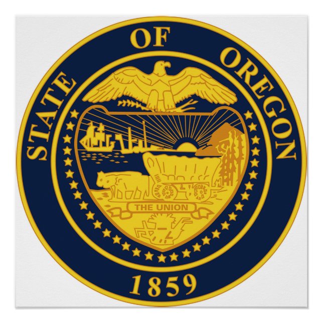 Oregon state seal america republic symbol flag poster (Front)