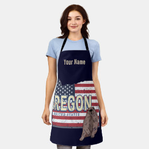 Oregon State United States Retro Map USA Souvenir Apron