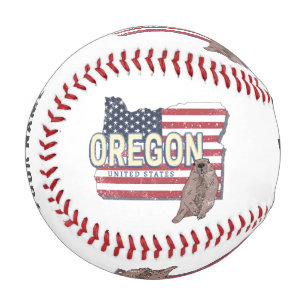 Oregon State United States Retro Map USA Souvenir Baseball