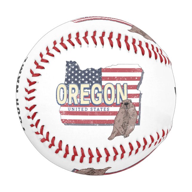 Oregon State United States Retro Map USA Souvenir Baseball (Front Left)