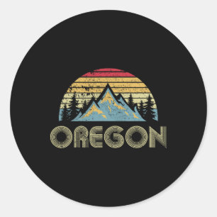Oregon Tee - Retro Vintage Mountains Nature Hiking Classic Round Sticker