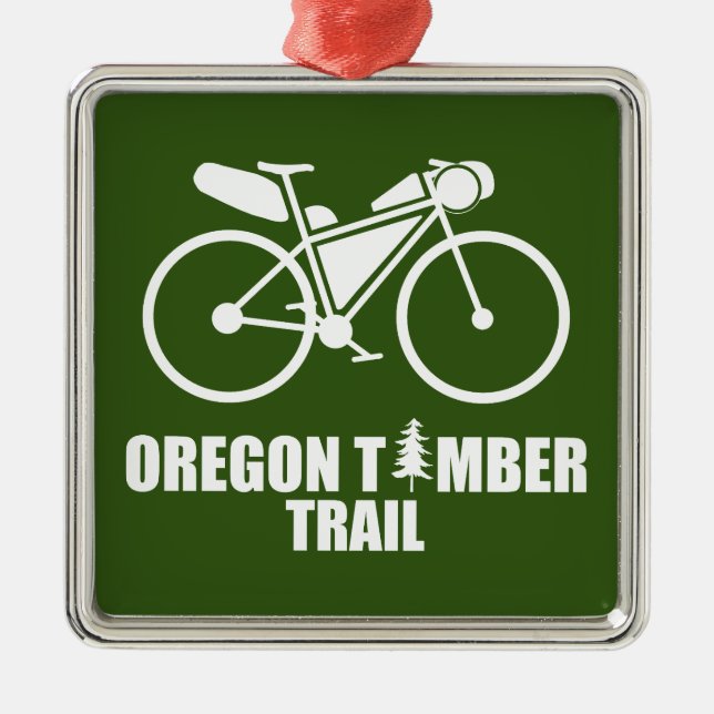 Oregon Timber Trail Bikepacking Metal Tree Decoration (Front)