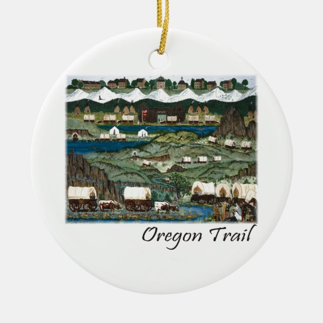 Oregon Trail Ceramic Tree Decoration (Front)